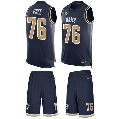 Nike Rams #76 Orlando Pace Navy Blue Team Color Men's Stitched NFL Limited Tank Top Suit Jersey - Click Image to Close